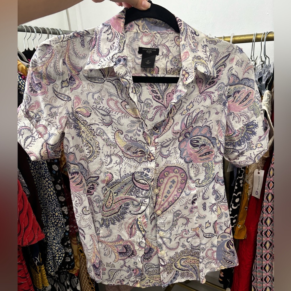 Ann Taylor Pastel Paisley Blouse